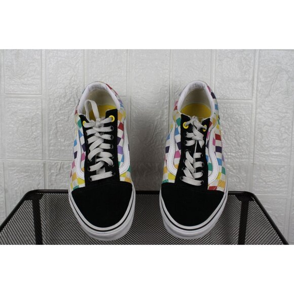 Vans Old Skool Rainbow Checkerboard Sneakers Size Men's 7 Women's 8.5 - Picture 3 of 8
